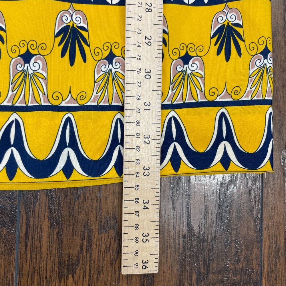 J. Crew Dress 0 Yellow Navy Blue 3/4 Sleeve Gallery Printed Shift Women's - Picture 9 of 12